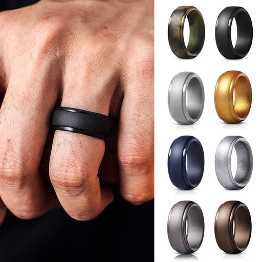 Hypoallergenic Silicone Wedding Bands - Flexible, Food Grade Rings for Men and Women (Sizes 7-12)
