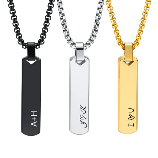 VNOX Personalized 3D Bar Necklace - Custom Name Engraving - Unique Style